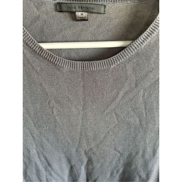 Men's Grey John Varvatos Tight Knit Pure Wool Long Sleeve Pullover Crew Neck M - Picture 3 of 6